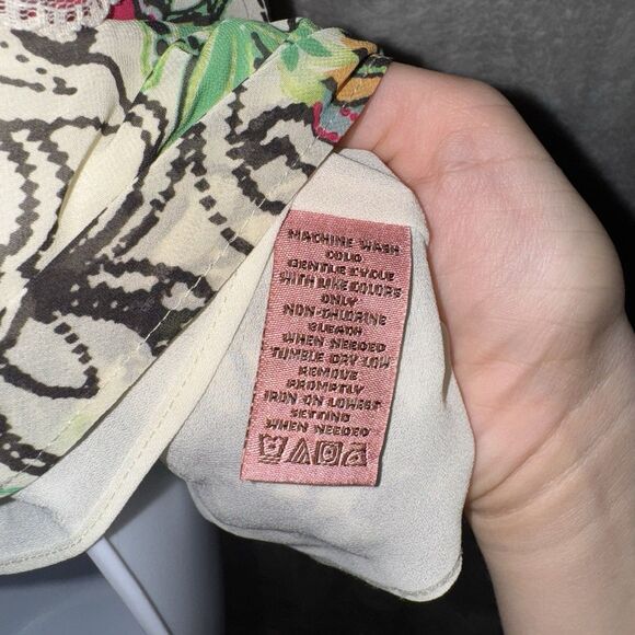 Vintage Bandolino Y2K Babydoll Floral Top Sz 14 Fairy Lace Trim - Picture 8 of 10